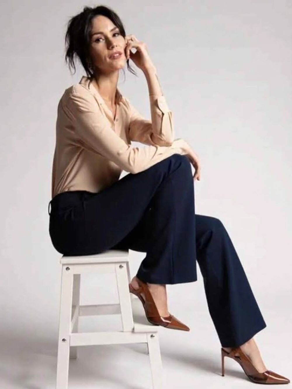 Betabrand NWOT Stretch Ponte Knit Boot Cut Yoga Dress Pants Sz L In Navy